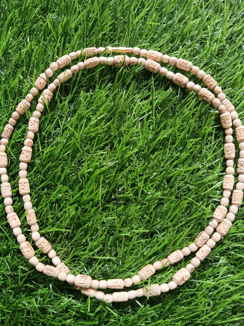2 Round  5 MM Bead  Handcrafted Radha NaamPure Tulsi Mala 34 Inches