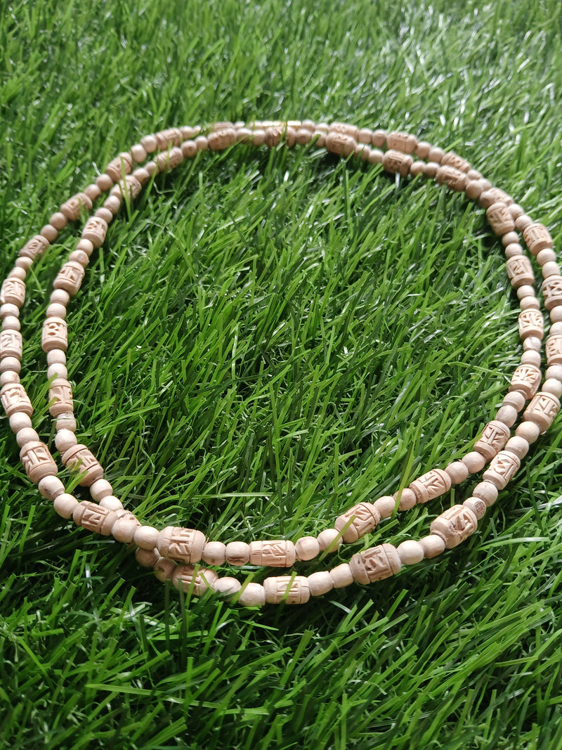 2 Round  5 MM Bead  Handcrafted Radha NaamPure Tulsi Mala 34 Inches