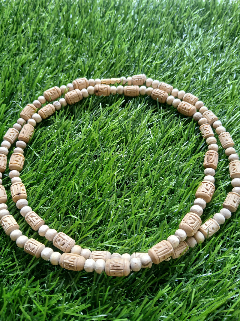 2 Round  Handcrafted Radha Naam Pure Tulsi Kanthi Mala 8 MM Beads 34 Inches