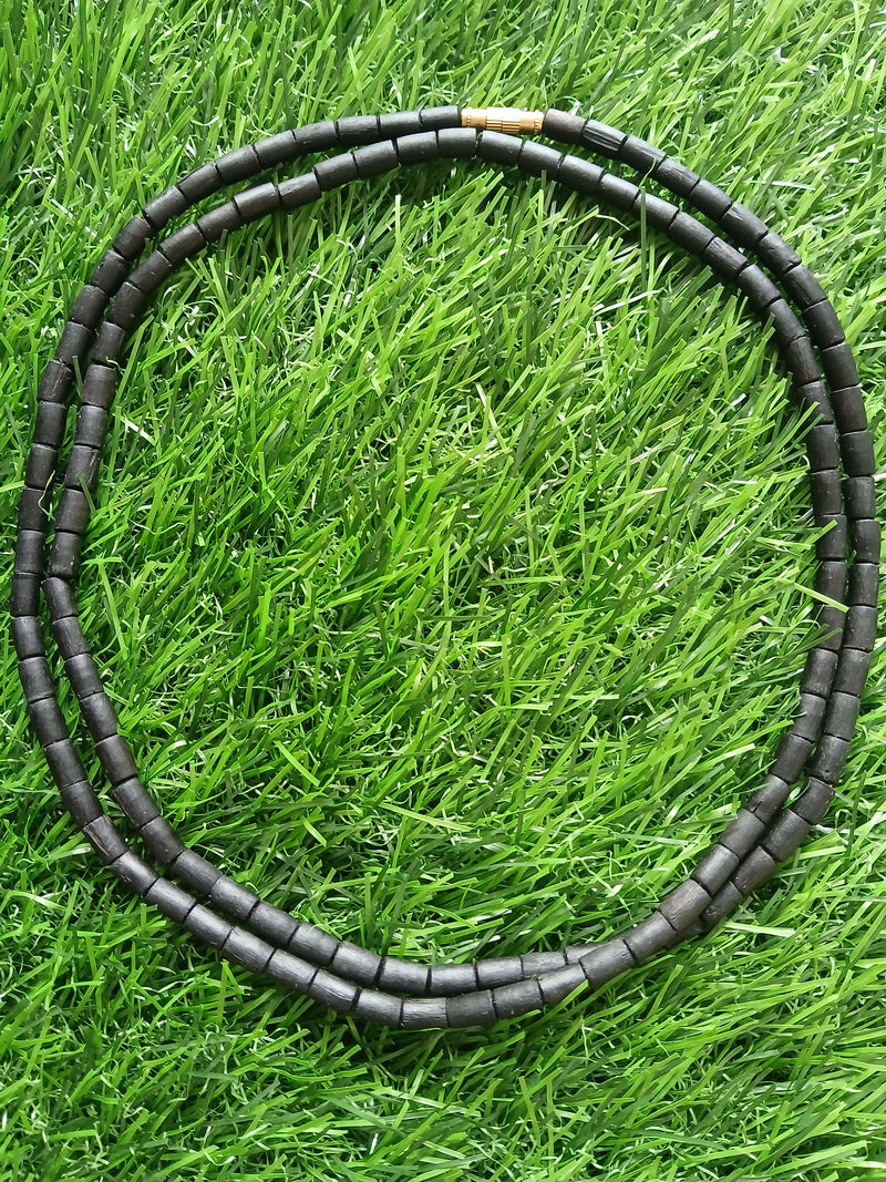2 Round  Black Desi Ghee Pure Tulsi Kanthi Mala 34 Inches