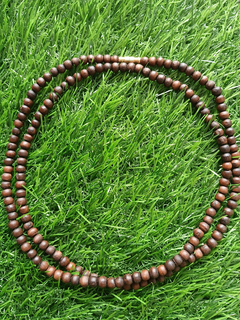 2 Round  Brown Desi Ghee Pure Tulsi Mala round Shape 34 Inches Kanthi Mala