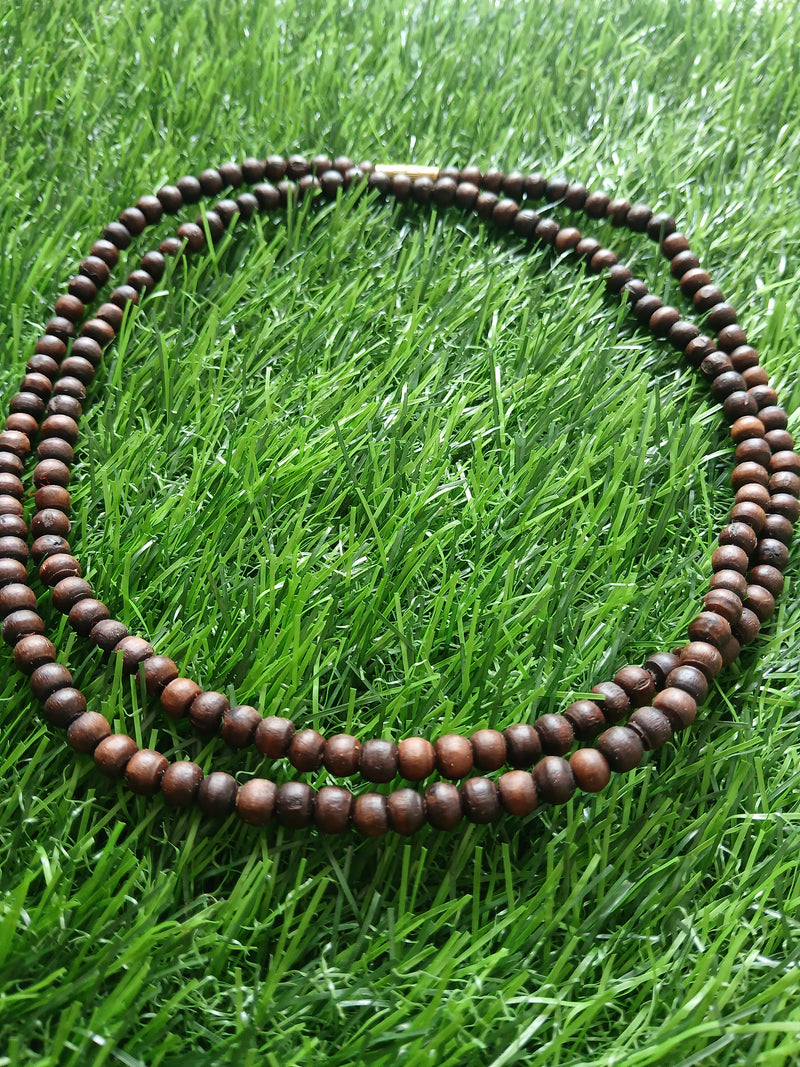 2 Round  Brown Desi Ghee Pure Tulsi Mala round Shape 34 Inches Kanthi Mala