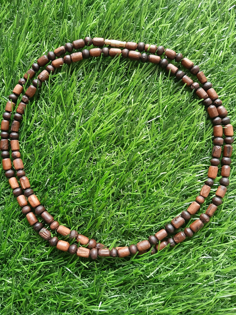 2 Round Brown Desi Ghee Pure Tulsi Kanthi Mala 34 Inches