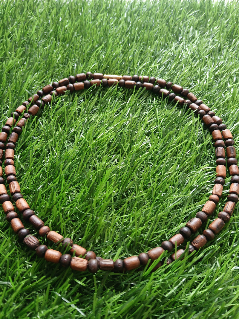 2 Round Brown Desi Ghee Pure Tulsi Kanthi Mala 34 Inches
