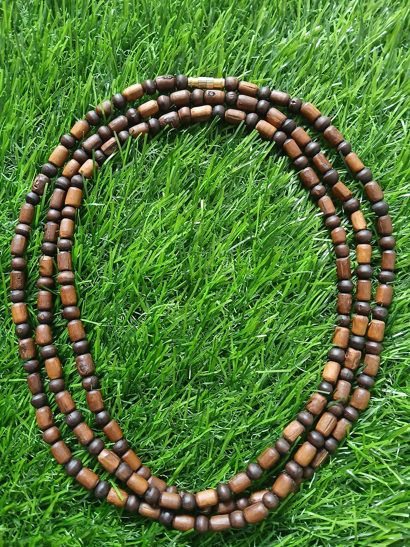 3 Round Brown Colour Desi Ghee Pure Tulsi Mala 51 Inches