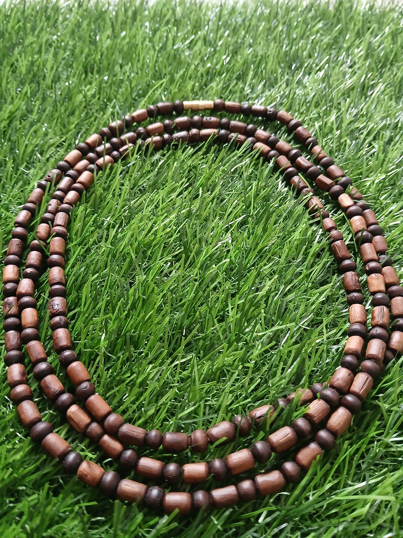 3 Round Brown Colour Desi Ghee Pure Tulsi Mala 51 Inches