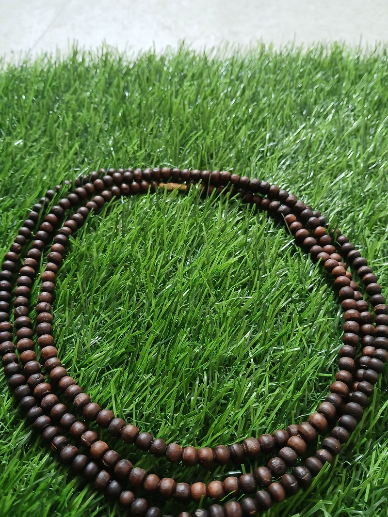 3 Round Brown Colour Round Shape Pure Tulsi Kanthi Mala 51 Inches
