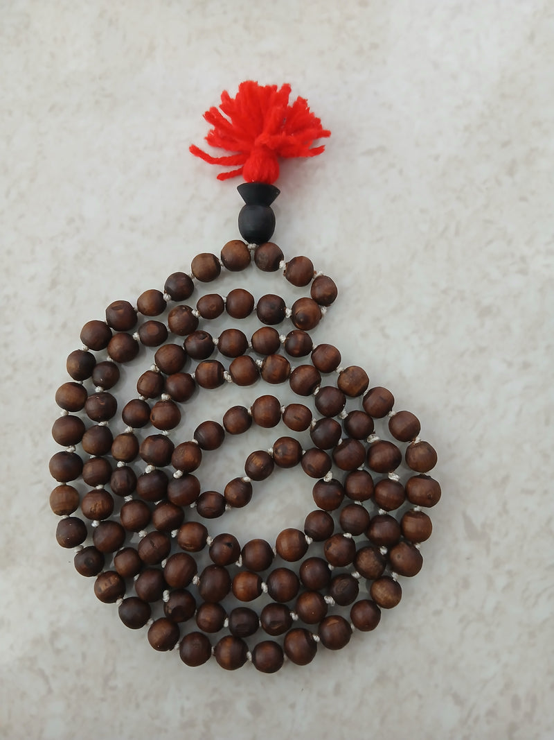 Black/Brown Desi Ghee Pure Tulsi Japa Mala (108+1) Beads 7-8 MM