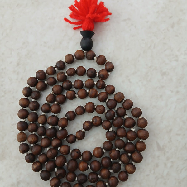 Black/Brown Desi Ghee Pure Tulsi Japa Mala (108+1) Beads 7-8 MM