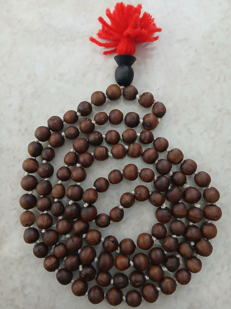 Black/Brown Desi Ghee Pure Tulsi Japa Mala (108+1) Beads 7-8 MM