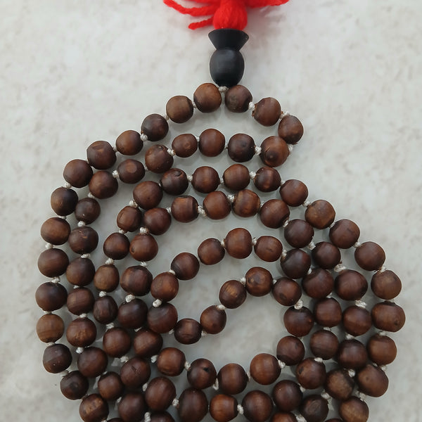 Black/Brown Desi Ghee Pure Tulsi Japa Mala (108+1) Beads 7-8 MM