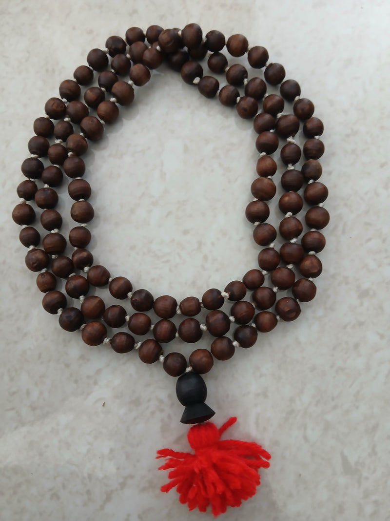 Black/Brown Desi Ghee Pure Tulsi Japa Mala (108+1) Beads 7-8 MM