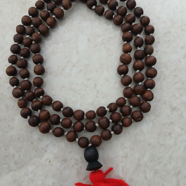 Black/Brown Desi Ghee Pure Tulsi Japa Mala (108+1) Beads 7-8 MM
