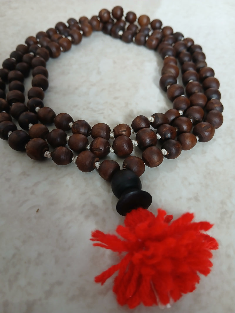 Black/Brown Desi Ghee Pure Tulsi Japa Mala (108+1) Beads 7-8 MM