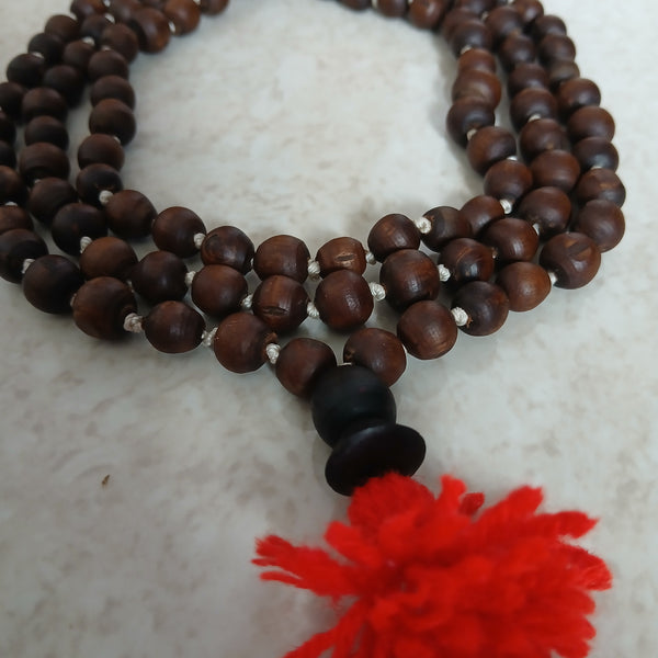 Black/Brown Desi Ghee Pure Tulsi Japa Mala (108+1) Beads 7-8 MM