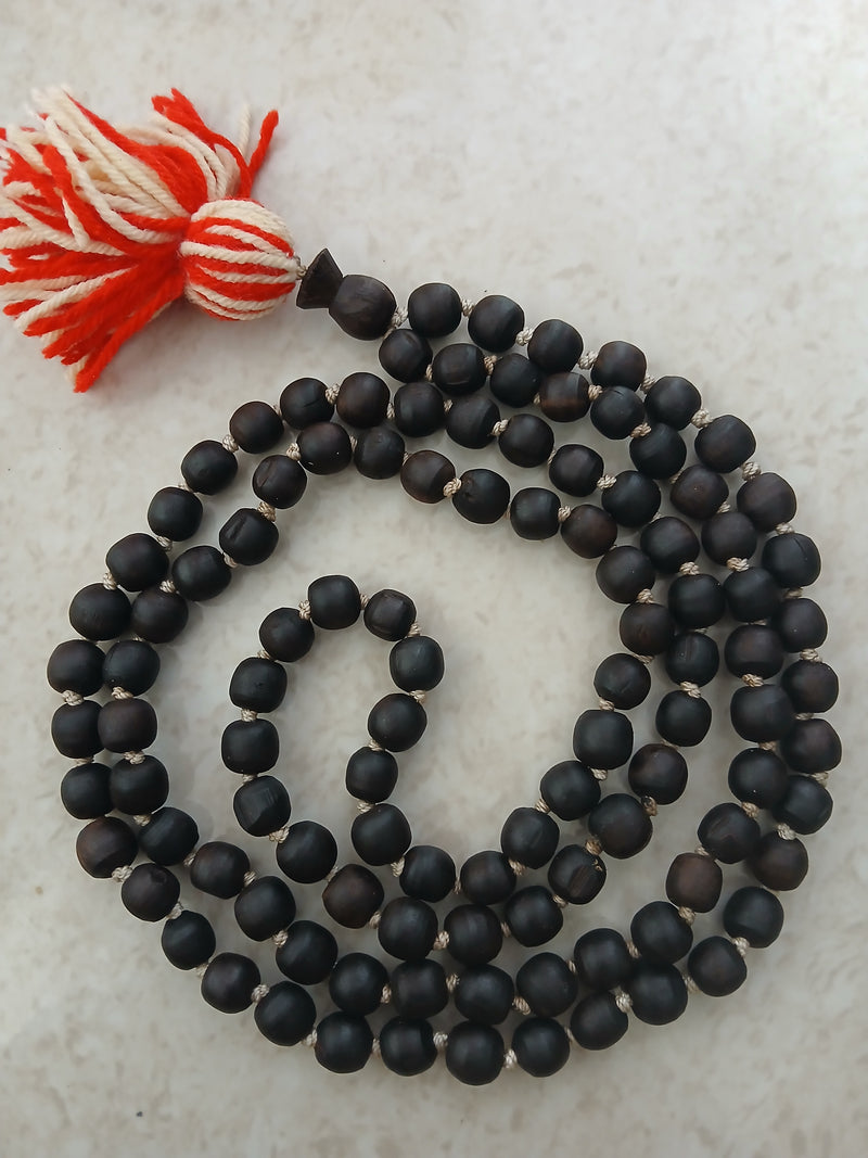 Black/Brown Desi Ghee Pure Tulsi Japa Mala (108+1) Beads 7-8 MM