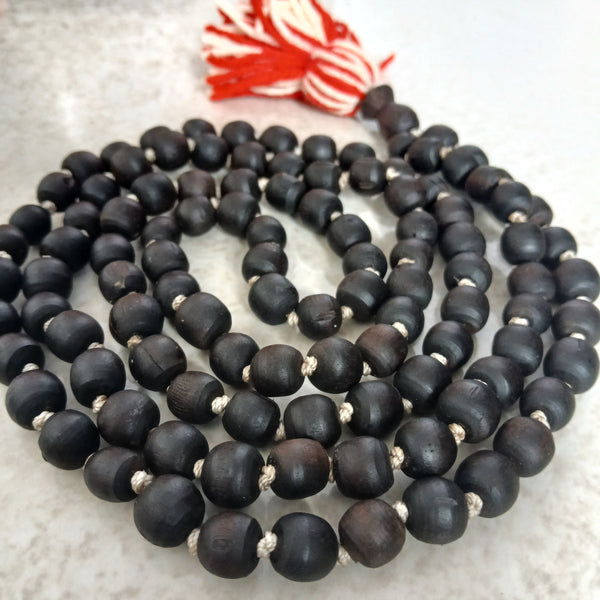Black/Brown Desi Ghee Pure Tulsi Japa Mala (108+1) Beads 7-8 MM