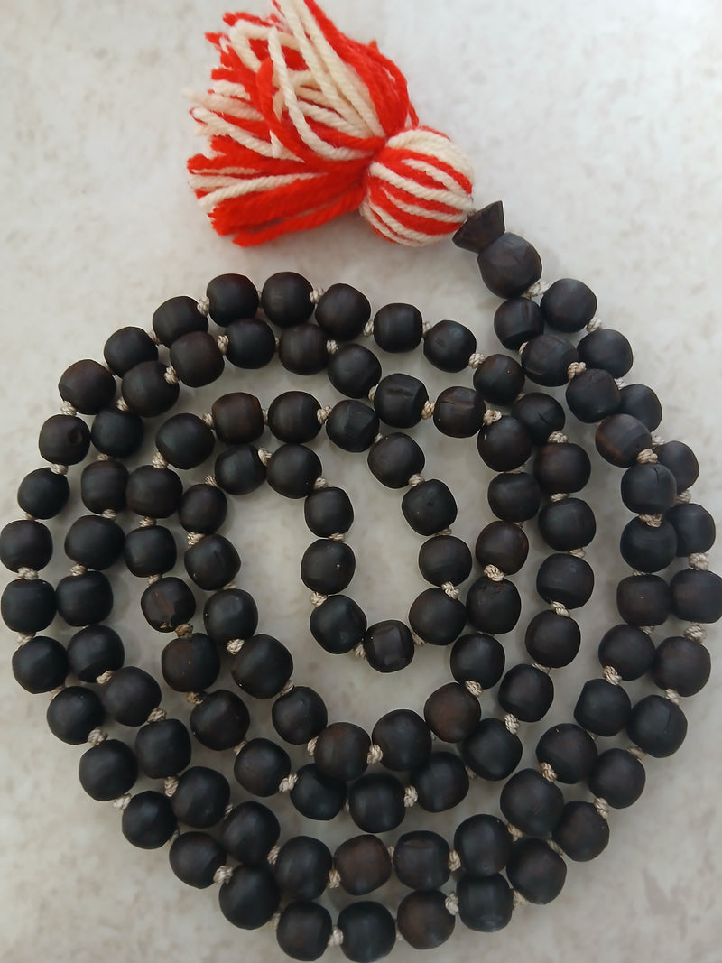 Black/Brown Desi Ghee Pure Tulsi Japa Mala (108+1) Beads 7-8 MM