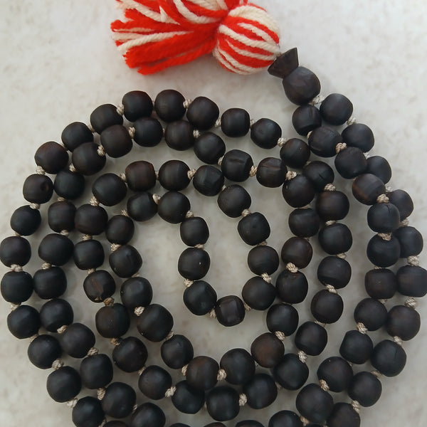 Black/Brown Desi Ghee Pure Tulsi Japa Mala (108+1) Beads 7-8 MM