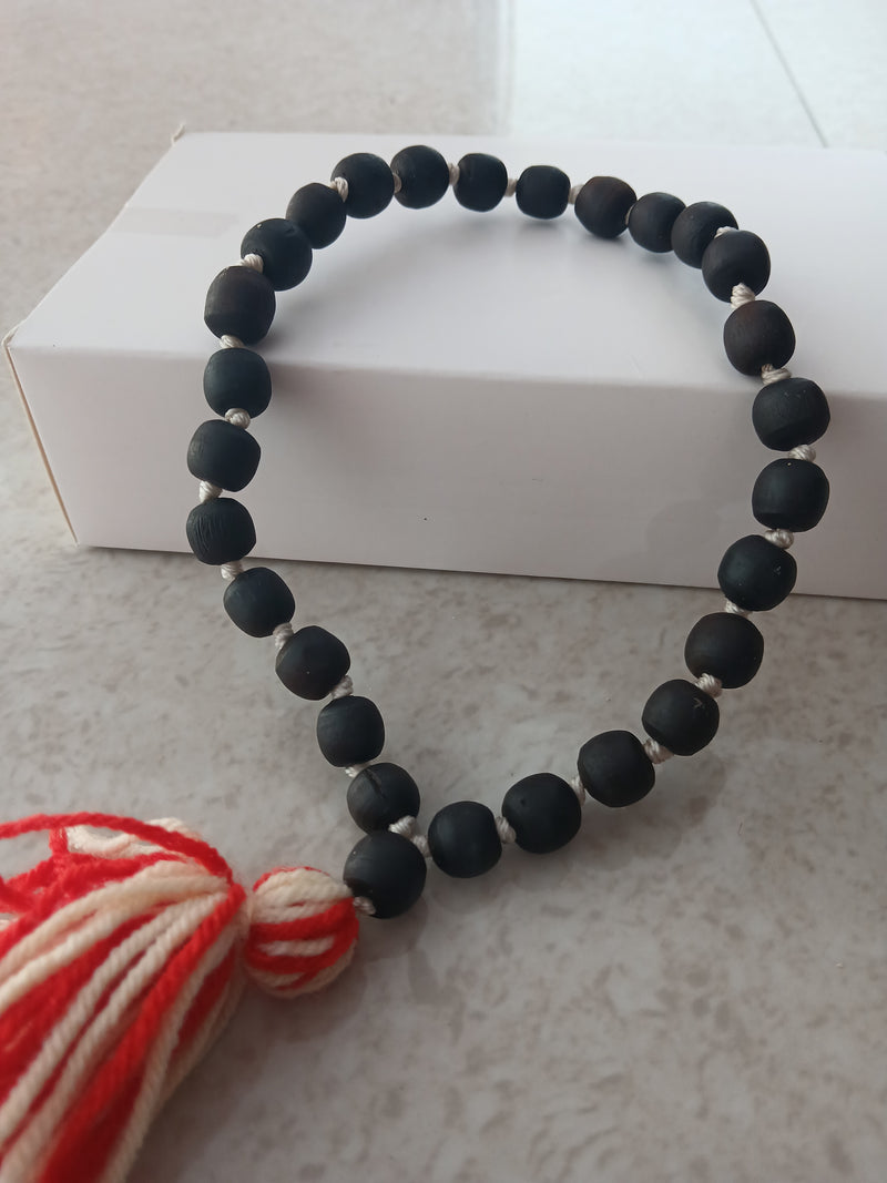 (27+1) Sumerini Black Brown Desi Ghee 10-11 MM Pure Tulsi Japa Mala