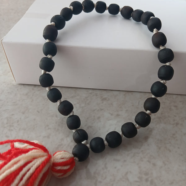 (27+1) Sumerini Black Brown Desi Ghee 10-11 MM Pure Tulsi Japa Mala