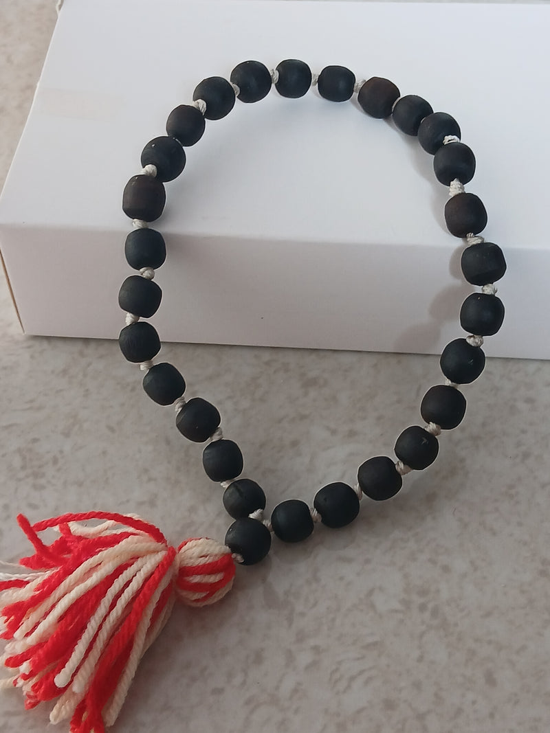 (27+1) Sumerini Black Brown Desi Ghee 10-11 MM Pure Tulsi Japa Mala