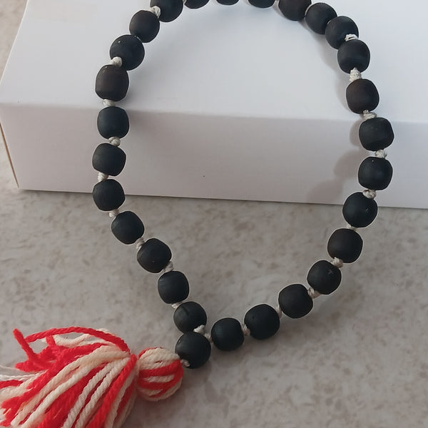 (27+1) Sumerini Black Brown Desi Ghee 10-11 MM Pure Tulsi Japa Mala