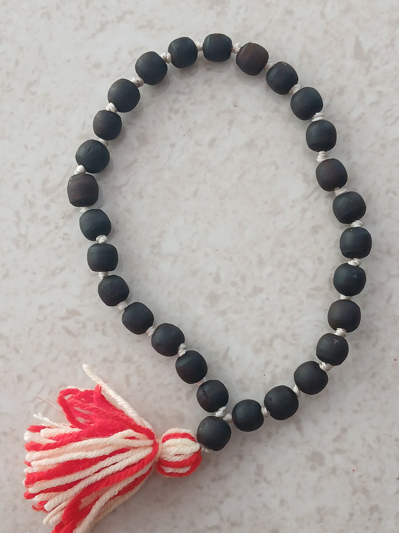 (27+1) Sumerini Black Brown Desi Ghee 10-11 MM Pure Tulsi Japa Mala
