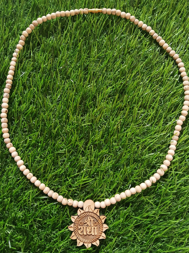 Radha Naam Pebdant Pure Tulsi Mala 24 Inches