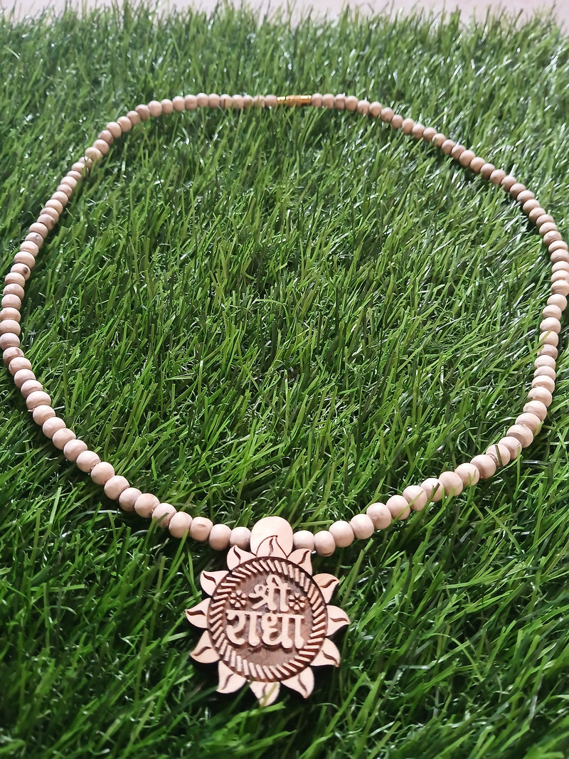Radha Naam Pebdant Pure Tulsi Mala 24 Inches