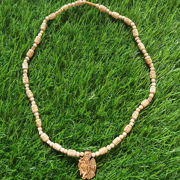 Yugal Jodi Pendant Handcrafted 5MM Radha Naam Beads Pure Tulsi Mala 24 Inches