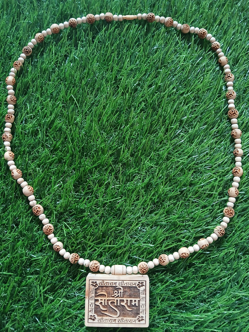 Sita Ram Pendant Big Size With Ram Naam Pure Tulsi 8 MM Tulsi Mala