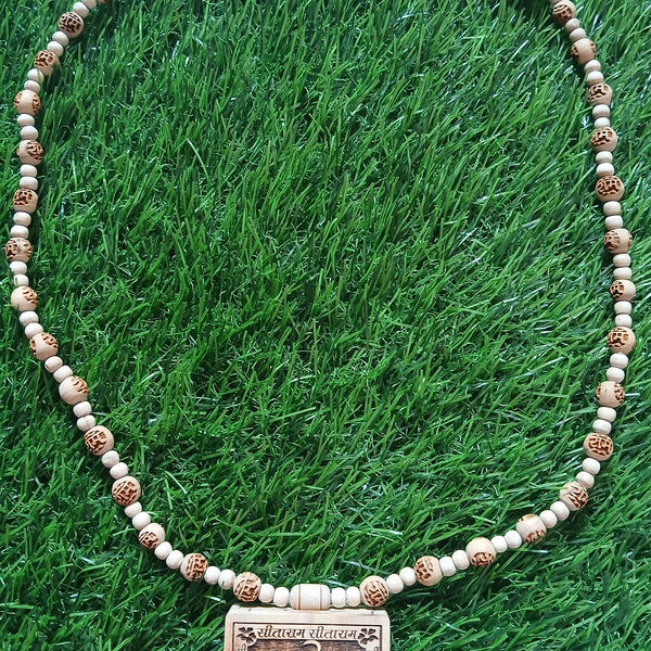 Sita Ram Pendant Big Size With Ram Naam Pure Tulsi 8 MM Tulsi Mala