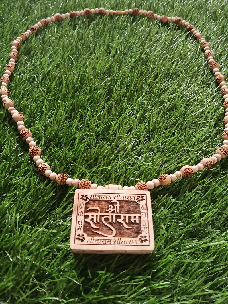 Sita Ram Pendant Big Size With Ram Naam Pure Tulsi 8 MM Tulsi Mala