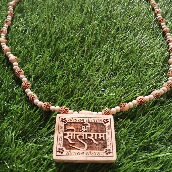 Sita Ram Pendant Big Size With Ram Naam Pure Tulsi 8 MM Tulsi Mala