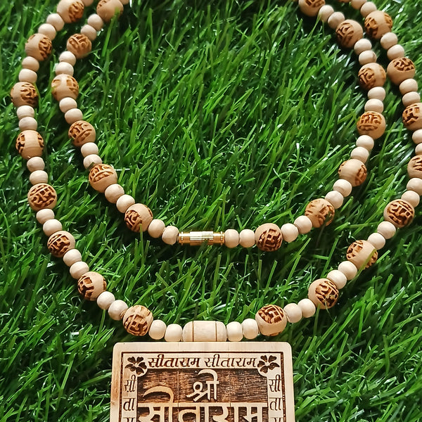 Sita Ram Pendant Big Size With Ram Naam Pure Tulsi 8 MM Tulsi Mala