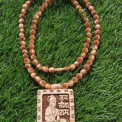 8 MM Ram Naam Beads With Big Size Hanumaan Ji Pendant Pure Tulsi Mala