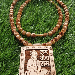 8 MM Ram Naam Beads With Big Size Hanumaan Ji Pendant Pure Tulsi Mala