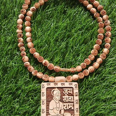 8 MM Ram Naam Beads With Big Size Hanumaan Ji Pendant Pure Tulsi Mala
