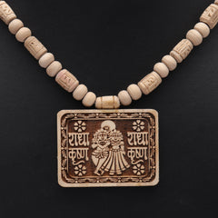 Bhaktmaal Pendant With Radha Naam 8 MM Beads Pure Tulsi Mala